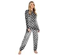CityComfort Pyjama Polaire Femme Vêtements de Nuit Femme et Ado Longues Ensemble de Pyjama Femme Doux et Chaud Idée Cadeau pour Elle (Charbon, S)