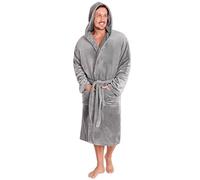 CityComfort Robes Luxe Peignoir à Capuche pour Homme en Polaire Douce Peignoir de Bain Peignoir de Bain avec Châle Fourrure détail ou hotte-Cadeau avec Ruban Parfait Coffret Cadeau (XL, Gris Clair)