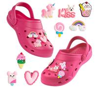 CityComfort Sabot de Jardin Fille, Chaussure Enfant avec Charmes à Clipser (Rose Vif, 28/29 EU)