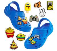 CityComfort Sabot de Jardin Garçon, Chaussure Enfant avec Charmes à Clipser (Bleu, 33/34 EU)