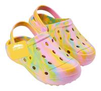 CityComfort Sabots Enfant Fille Chaussures de Jardin Été Tie Dye avec Bride Sabots Enfant Plage Piscine Intérieur (34/35 EU, Jaune Tie Dye)
