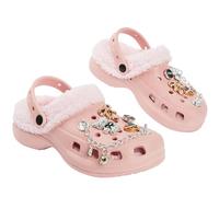CityComfort Sabots Fille Ado, Chaussures Jardin Doublés Polaire avec Charms Amovibles, Chaussure Enfant avec Sangle, Cadeau Fille (Rose sans Charms Clair avec Charms, 33 EU)