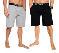 CityComfort Short Pyjama Homme Douillet Tenue D'intérieur avec Poches - Paquet 2 (3XL, Noir/Gris)