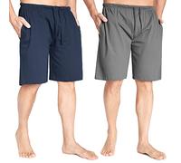 CityComfort Short Pyjama Homme Douillet Tenue D'intérieur avec Poches - Paquet 2 (L, Navy/Gris foncé)