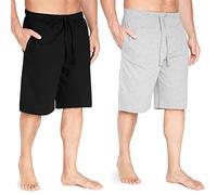 CityComfort Short Pyjama Homme Douillet Tenue D'intérieur avec Poches - Paquet 2 (L, Noir/Gris)