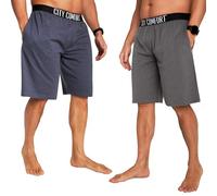 CityComfort Short Pyjama Homme Douillet Tenue D'intérieur avec Poches - Paquet 2 (M, Marine/Charcoal)
