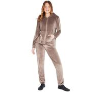 CityComfort Survetement Velours Femme et Ado, Douillet Ensemble Sport Femme Velours, 2 Pièces Pantalon Velours et Sweat Zippé à Capuche (XL, Beige)