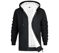 CityComfort Sweat à Capuche Homme Zippé Hoodie Pull Polaire Zippé Veste à Capuche Fourrée Blouson Doublé Vêtement Homme Hiver Chaud Tailles M-XXXL (Noir, XL)