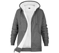CityComfort Sweats à Capuche Femme Doublé Hoodie Pull Polaire Zippé Veste à Capuche Fourrée Blouson Doublé Vêtement Femme Hiver Chaud Tailles S-XL (Gris foncé, M)