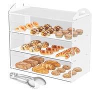Cityjoy Vitrine de boulangerie à 3 niveaux avec poignée, comptoir de 59,9 x 30 x 47,2 cm, présentoir à pâtisserie commerciale, boîte de présentation en acrylique transparent pour dessert, beignet