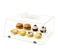 Cityjoy Vitrine empilable en acrylique pour comptoir de pâtisserie, boîte de rangement pour bagels, pain, 38 x 16,5 x 30,5 cm, porte inclinée avec 2 charnières en acier inoxydable