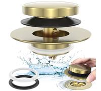 Citymoor Bouchon de Baignoire Universel Pop-up doré brossé, Pointe améliorée, remplace Le Levage et la Rotation, Les Embouts des Orteils et Les drains de Baignoire