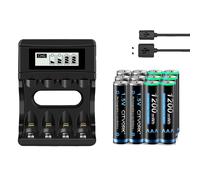 CITYORK 15V AAA Piles rechargeables, capacité 1200mWh, chargeur inclus, 12 AAA et chargeur