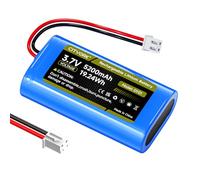 CITYORK 3,7V/5200mAh XH2,54/2P Batterie Rechargeable, pour 3.7V caméra de Surveillance solaire sans fil, jouets RC, appareils Bluetooth, Amplificateurs vocaux,récepteurs radio, éclairage, DIY Batterie