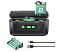CITYORK 3-Slot Chargeur et 3 Batteries de Rechange 2400 mAh compatibles avec la GoPro Hero 13, kit de Chargeur et Accessoires pour GoPro Hero 13 avec écran LCD et câble USB
