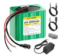 CITYORK Batterie au lithium 24 V 4000 mAh et chargeur 25,2 V, câble de rallonge, connecteur de câble