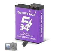 CITYORK Batterie de rechange 2250 mAh pour DJI Osmo Action 5 Pro/Osmo Action 4/Action 3 Extreme Batterie rechargeable longue durée Accessoires de caméra de sport, haute capacité, longue durée de vie