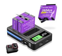 CITYORK Chargeur 3 emplacements et 3 Batteries pour .Insta-360. Ace/Ace Pro/Ace Pro 2, 2400mAh Batterie pour .Insta-360. Ace/Ace Pro Kit Chargeur de Batterie Accessoires avec écran LCD et câble USB