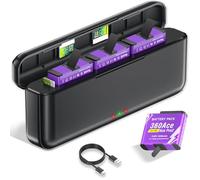 CITYORK Chargeur 3 Slots et 3 Batteries 2400 mAh Compatible avec Insta360 Ace/Ace Pro/Ace Pro 2, Batterie de Rechange pour Insta360 Ace/Ace Pro Kit Chargeur de Batterie Accessoires avec Affichage LED