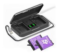 CITYORK Kit Chargeur de Batterie pour DJI Osmo Action 5 Pro/Osmo Action4 / Osmo-Action3 Chargeur de caméra Sport, Batterie 2250 mAh (Pack de 2) et Slots Double Canal, avec écran LCD et câble USB