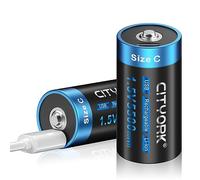 CITYORK Lot de 2 piles rechargeables USB C haute capacité 1,5 V 5500 mWh avec câble de charge de type C