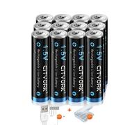 CITYORK Piles rechargeables AAA, capacité 1200mWh, port de charge Micro USB , 12 pièces