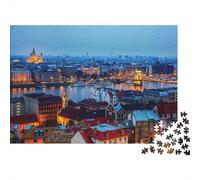 Cityscape at Dusk 100% Recycled Cardboard Reflected Cityscape 1000Pc Adult Jigsaws Adults and Children Beautiful Decoration 52x38cm/1000pcs