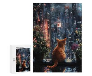 Cityscape Cat Reflection Puzzle 1000 Pièces Educa Jouet en Bois Cadeau Unique Décoration Intérieure Jeu Éducatif Challenge Toy Adultes Et Enfants À Partir De 14 Ans 300 PCS