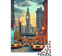 Cityscape Coucher de Soleil Vue Puzzle 1000 Pièces pour Hobbyistes W nd, Carton Solide, Décoration Murale Maison, Cadeau Festival Printemps, Jeu Cérébral 52x38cm/1000pcs