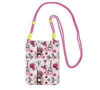 Cityscape Paris Tour Eiffel France Sac à bandoulière pour femme, mini porte-monnaie pour téléphone, joli portefeuille pour téléphone, cadeau de randonnée, voyage, Fuchsia, Taille unique