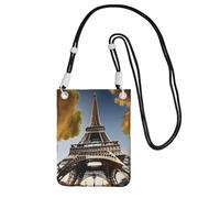 Cityscape Paris Tour Eiffel France Sac à bandoulière pour femme, mini porte-monnaie pour téléphone, joli portefeuille pour téléphone, cadeau de randonnée, voyage, Noir , Taille unique