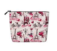 Cityscape Paris Tour Eiffel France Trousse de maquillage multifonction en lin à une couche - Sac de rangement à la mode et pratique, Noir , Taille unique