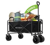 CITYSPORTS Chariot pliable All Terrain Max Load 200KG Breveté Pliable Chariot de plage grande capacité, pour le sport, le shopping, le camping