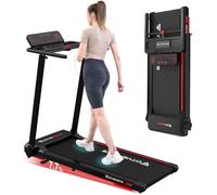 CITYSPORTS Tapis de Course,Tapis Roulant Pliable 12 km/h,avec Affichage LED,APP et 360° Tablet Holder,Walking Pad Compact pour la Maison et Le Bureau (Black & Red)
