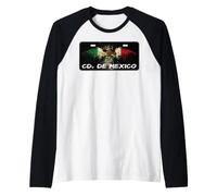 Ciudad de México License Plate Souvenir Mexican Funny Manche Raglan