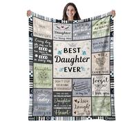 CIUGOIG Couverture en flanelle « Best Daughter Ever » - 127 x 152,4 cm - Cadeau d'anniversaire pour fille, meilleure fille de la part de maman et papa, idée de cadeau de Noël, de fête des mères pour