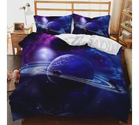 CIUNVXD Ensemble de literie à thème Spatial pour Enfants,3D Univers Ciel étoilé Univers literie Enfants,planète,Ciel Nocturne,Univers Housse de Couette(B, 200 x 200 cm)