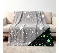 CIUNVXD Motif de Vaisseau Spatial Couverture phosphorescente pour Enfants | Couverture en Flanelle avec Motif football-étoiles,Couverture Douillette Moelleuse pour Filles et garçons(Étoile,150x200cm)