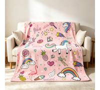 CIUNVXD Motif Pelleteuse Couverture pour Enfants,Couverture Licorne/Chat | Flanelle avec animaux de dessin animé pour garçons et filles-Couverture de canapé-Couverture de salon(Licorne,150x200cm)