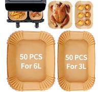 Ciusdkler 100 pcs de papier pour Airfryer Philips Double Basket 3000 Series,papier de cuisson pour Airfryer Philips 3L/6L,Cookwise à 2 chambres,accessoires pour Airfryer, Tefal EY9018,Moulinex 8.3L