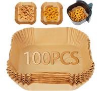 Ciusdkler carré accessoires air fryer, papier cuisson air fryer 20-24 cm, papier air fryer jetable, papier sulfurisé pour air fryer à air chaud Ninja (100 pièces)