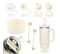 Ciusdkler Stanley Cup Accessoires 9 pièces, contient 6 gobelets Stanley Cup anti-fuite, 2 couvercles de paille, 1 coque en silicone pour tasse Stanley de 1,2 l et 850 ml, sans gobelet, couleur crème