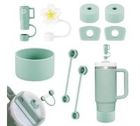 Ciusdkler Stanley Cup Lot de 9 accessoires pour tasse Stanley Cup comprenant 6 protections anti-fuites, 2 couvercles de paille, 1 housse en silicone pour gobelet Stanley de 1,2 l et 850 ml, sans