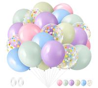 Civaner Lot de 48 ballons princesse en vrac sur le thème des flocons de neige - Ballons en latex avec confettis - Nœud rose pastel - Décorations de fête pour fête prénatale, anniversaire, mariage