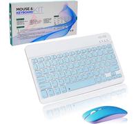 Civetes Ensemble clavier et souris sans fil Bluetooth rechargeables, mini compact et plat pour ordinateur/iPad/PC/ordinateur portable/tablette/Surface/Mac/Microsoft/Android/Windows Bleu
