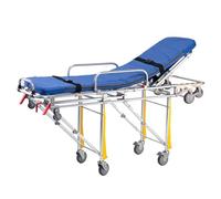 Civière D'ambulance en Alliage D'aluminium, avec Matelas en Mousse et Roues, Civière Pliable, Destinée aux Services Médicaux D'urgence(Blue)