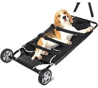 Civière De Transport pour Chiens, Brancard Pliable en Acier Inoxydable avec Sangle de sécurité, Chariot à roulettes silencieuses, capacité maximale de 200 LB