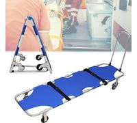 Civière pliable en aluminium léger avec 4 roues, civière de sauvetage poussable pour un transport efficace des patients dans les hôpitaux, les ambulances et les urgences d'incendie