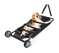 Civière pliable pour transport d'urgence avec ceinture de sécurité et 2 roues, poids maximum 113,4 kg pour chiens et chats