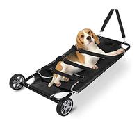 Civière pour chien, chariot de transport pour animal domestique pliable avec roues silencieuses, capacité maximale de 90 kg, cette civière est également équipée de deux roues, elle peut être